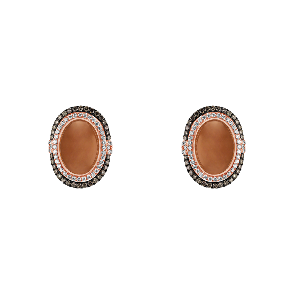 Earrings with Moonstone and brown diamonds Fairytale Alpenglow
