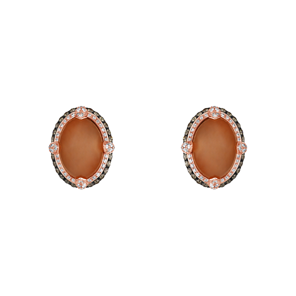 Earrings with Moonstone and brown diamonds Alpenglow Desire