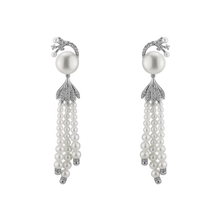 Diamond earrings with Pearl Shore Glory