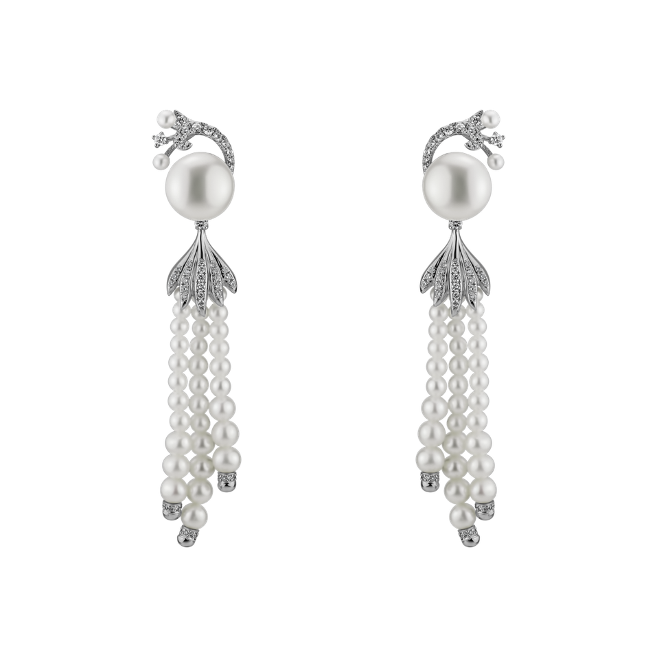 Diamond earrings with Pearl Shore Glory
