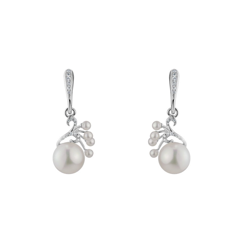 Diamond earrings with Pearl Pearl Poem