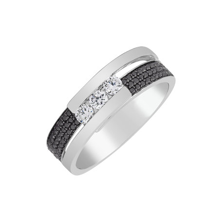 Ring with black and white diamonds Diamond Message
