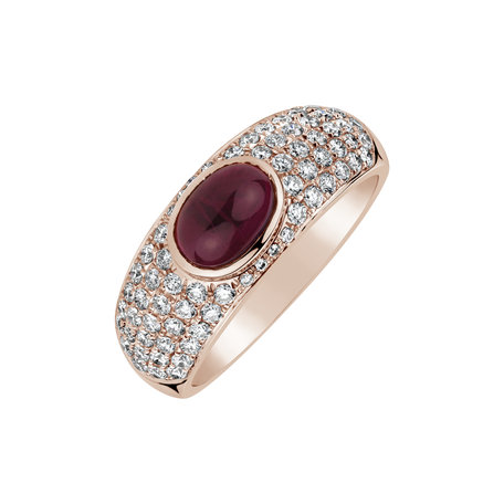 Diamond ring with Ruby Crimson Petal