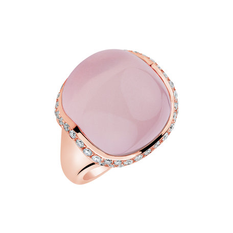 Diamond ring with Rose Quartz Blossom Blush