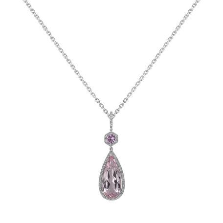 Diamond pendant with Morganite and Sapphire Wisdom
