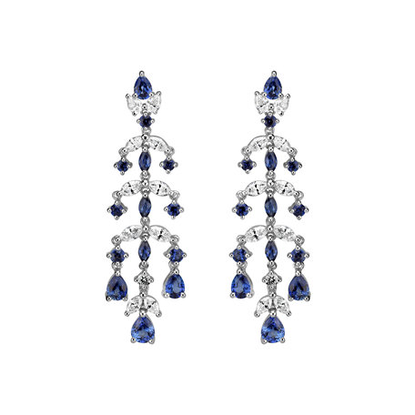 Diamond earrings and Sapphire Blue Waterfall