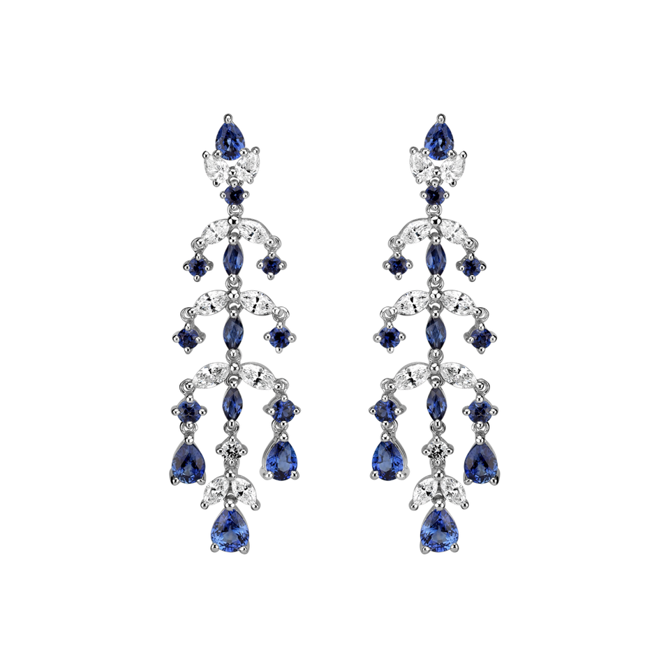Diamond earrings and Sapphire Blue Waterfall