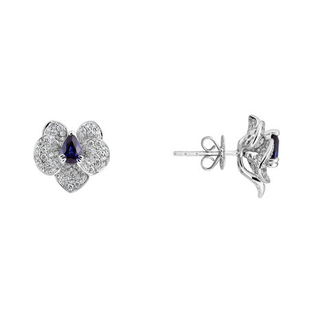 Diamond earrings with Sapphire Sapphire Orchid