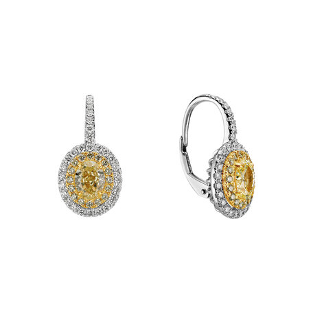 Earrings with yellow and white diamonds Glossy Sun