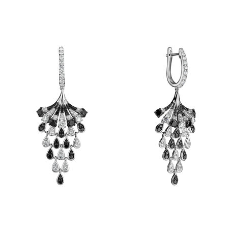 Earrings with black and white diamonds Royal Mesh