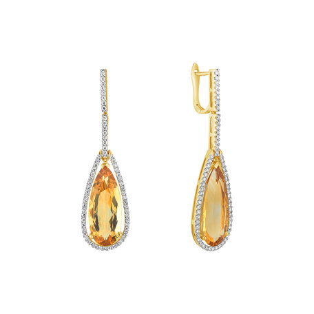 Diamond earrings with Citríne Supporting Attraction