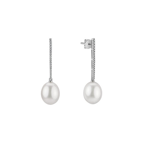 Diamond earrings with Pearl Underwater Sierra