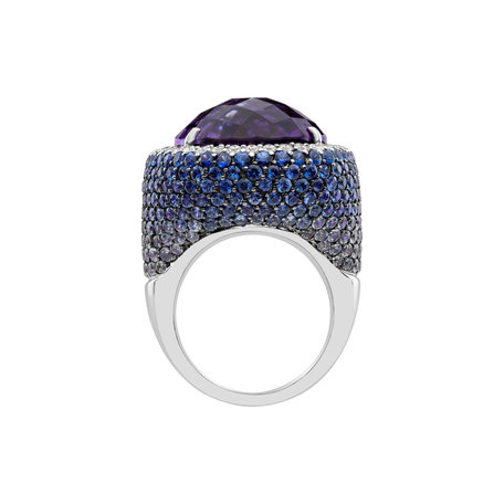 Diamond ring with Amethyst and Sapphire Violetta