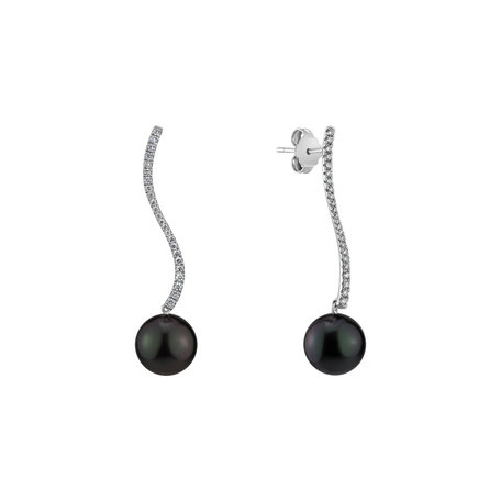 Diamond earrings with Pearl Wave of Darkness