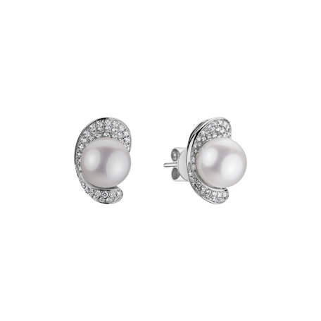 Diamond earrings with Pearl Melodic Pearls