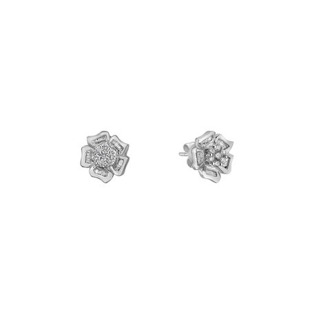 Diamond earrings Shiny Rose Flowers