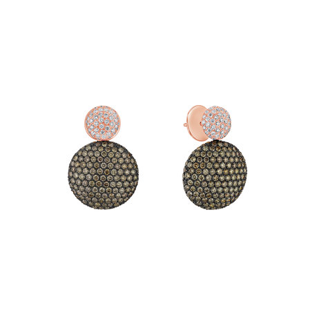 Earrings with brown and white diamonds Graceful Ladyship