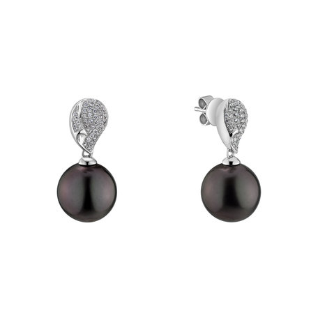 Diamond earrings with Pearl Ocean Reflection