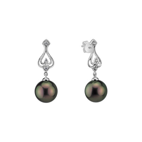 Diamond earrings with Pearl Astral Ocean