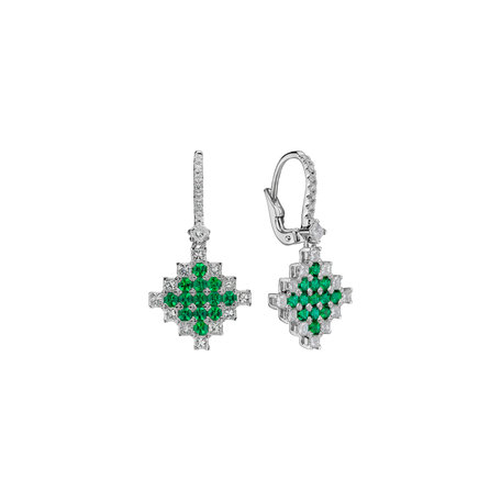 Diamond earrings and Emerald Dazzling Mesh