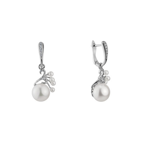 Diamond earrings with Pearl Pearl Poem