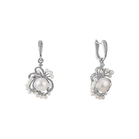 Diamond earrings with Pearl Nymph Fantasy