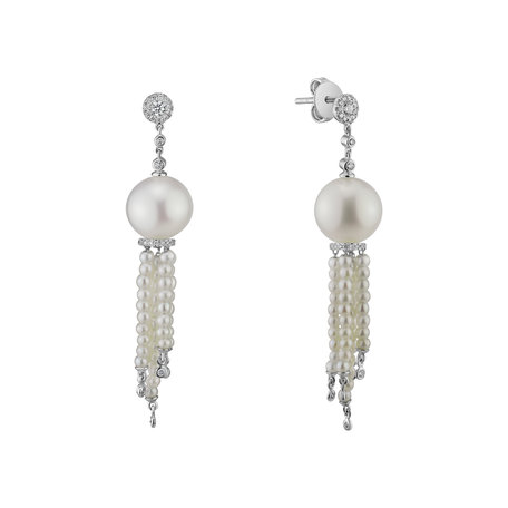 Diamond earrings with Pearl Illuminated Sea