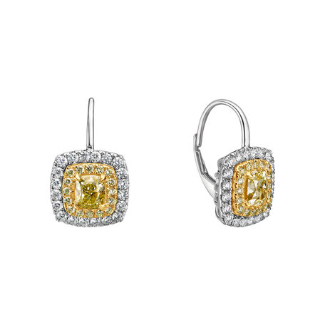 Earrings with yellow and white diamonds Sunny Day