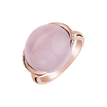 Diamond ring with Rose Quartz Fantastic Gem