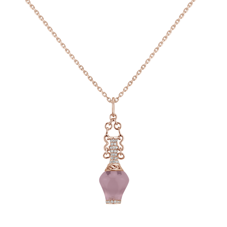 Diamond pendant with Rose Quartz Abstracted Affinity