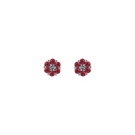 Diamond earrings and Ruby Crimson Nature