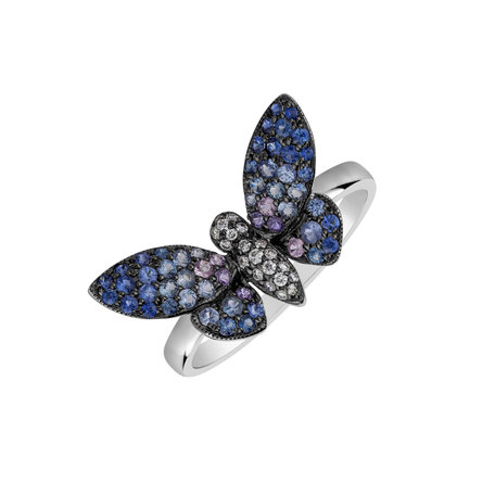 Diamond ring with Sapphire Shiny Wings