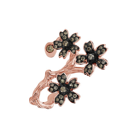 Ring with brown diamonds Flower Feeling