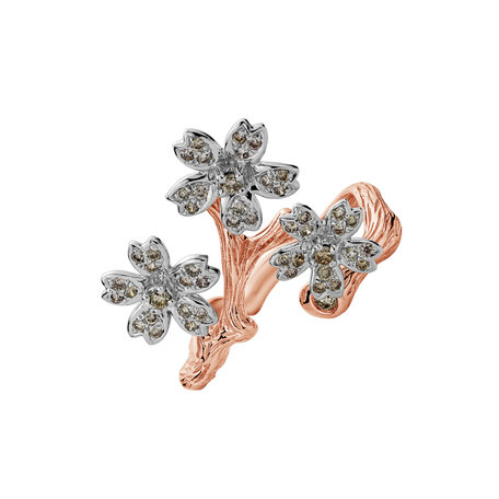 Ring with brown diamonds Flower Feeling