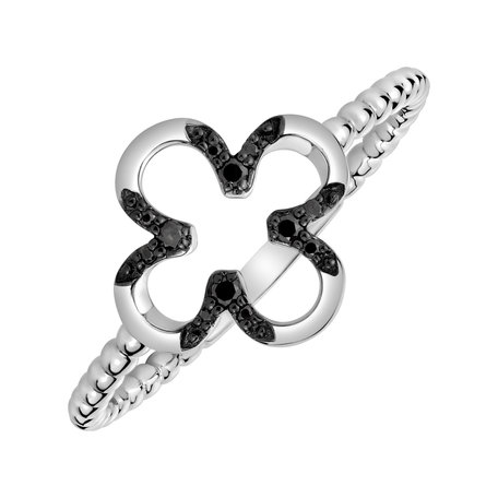 Ring with black diamonds Shiny Petals