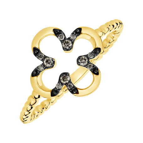 Ring with brown diamonds Shiny Petals