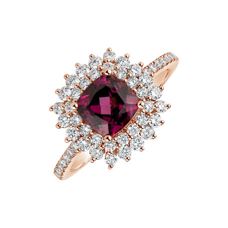 Diamond ring with Rhodolite Elegant Passion