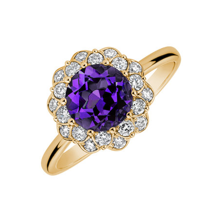 Diamond rings with Amethyst Flower Joy