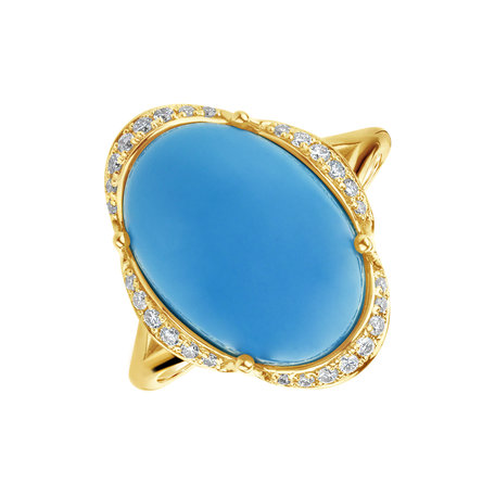 Diamond ring with Turquoise Gem Highness