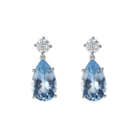 Diamond earrings with Aquamarine Royal Tears