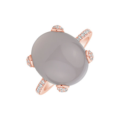 Diamond ring with Chalcedony Niche