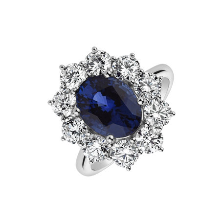 Diamond ring with Sapphire Sky Goddess