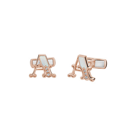 Diamond cufflinks with Mother of Pearl Letter Importance