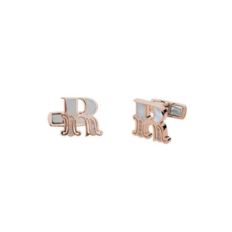 Diamond Cufflinks with Mother of Pearl Relevance Letter