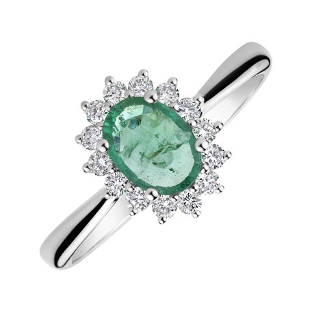 Diamond ring with Emerald Princess