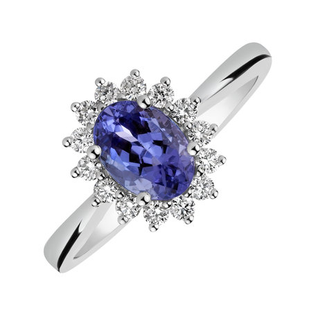 Diamond ring with Tanzanite Princess