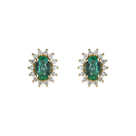 Diamond earrings with Emerald Princess