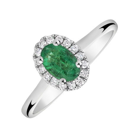 Diamond ring with Emerald Princess