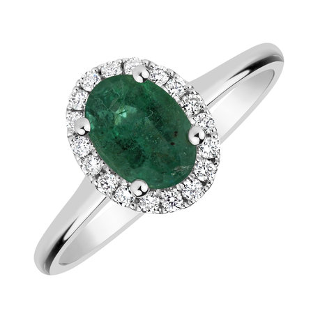 Diamond ring with Emerald Princess