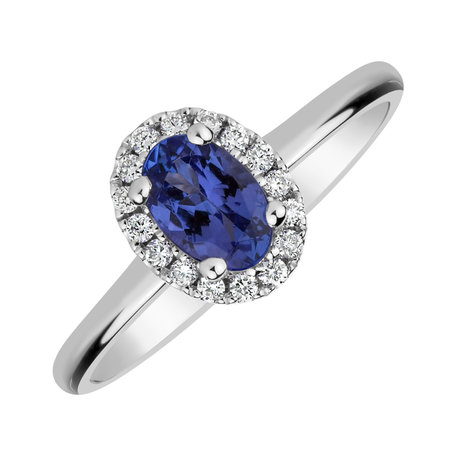 Diamond ring with Tanzanite Princess